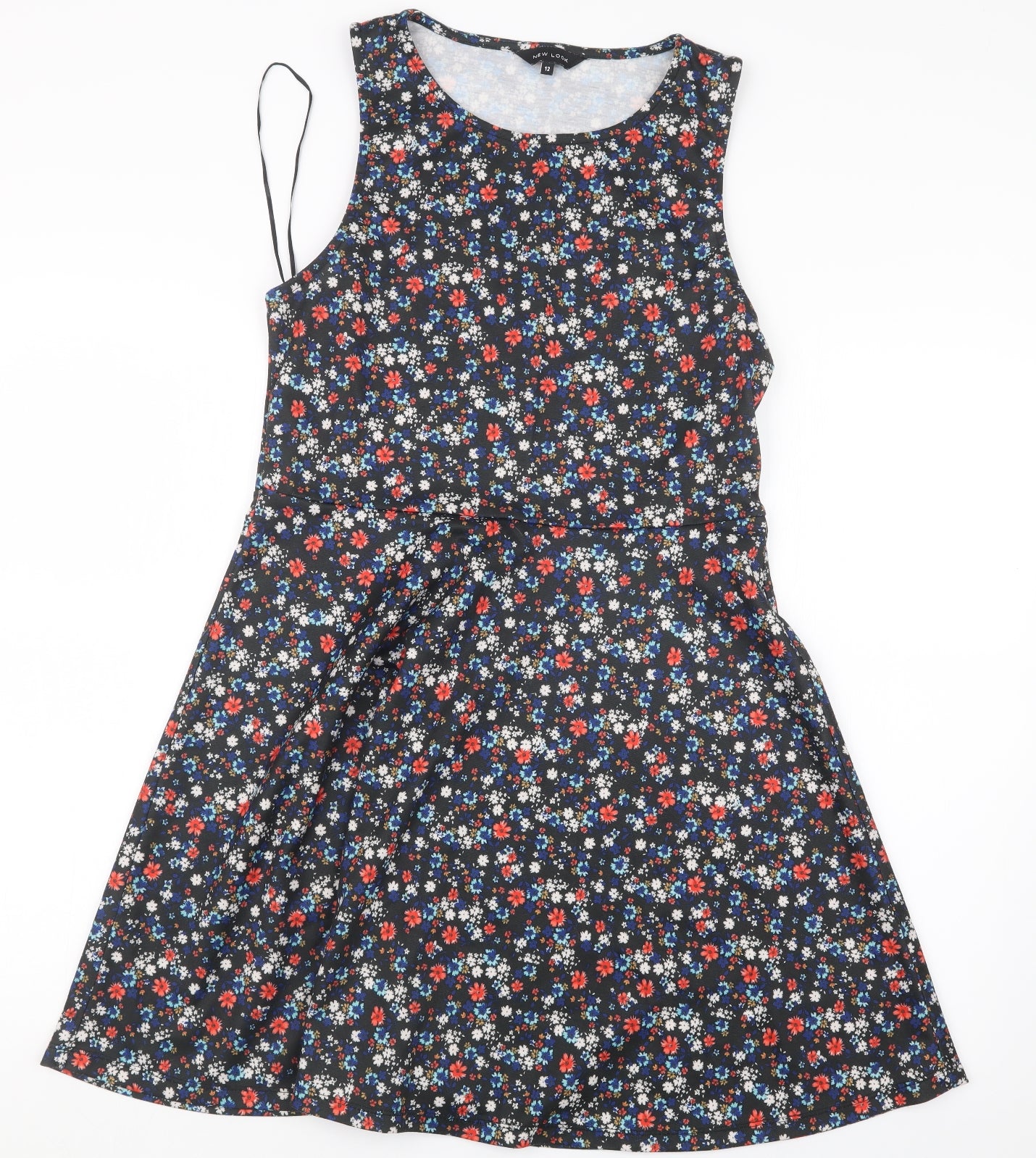 New Look Womens Black Floral  A-Line  Size 12