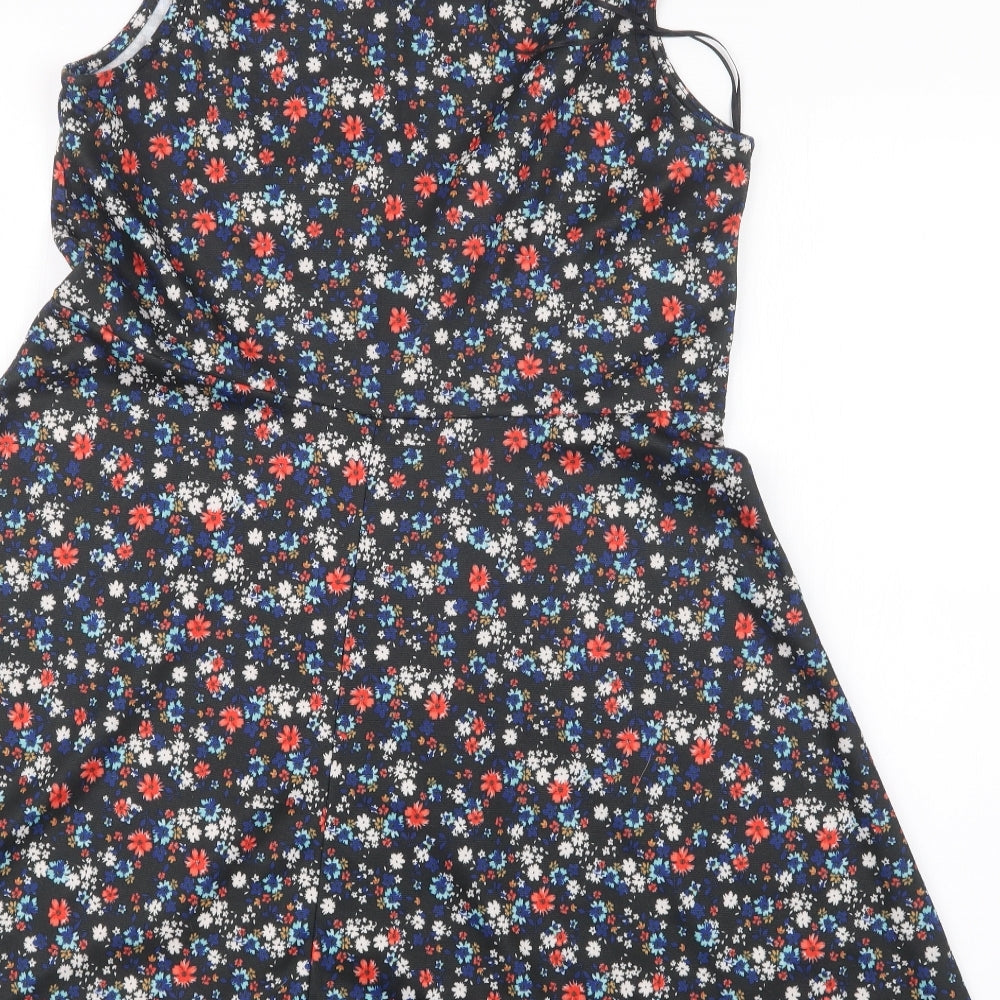 New Look Womens Black Floral  A-Line  Size 12
