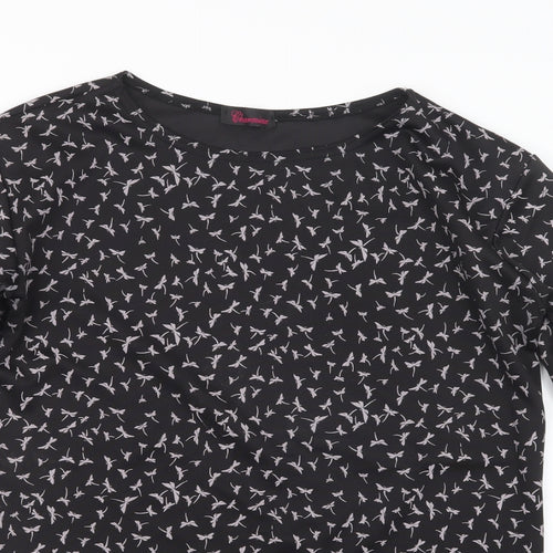 Charmine Womens Black Geometric  Basic T-Shirt Size 12