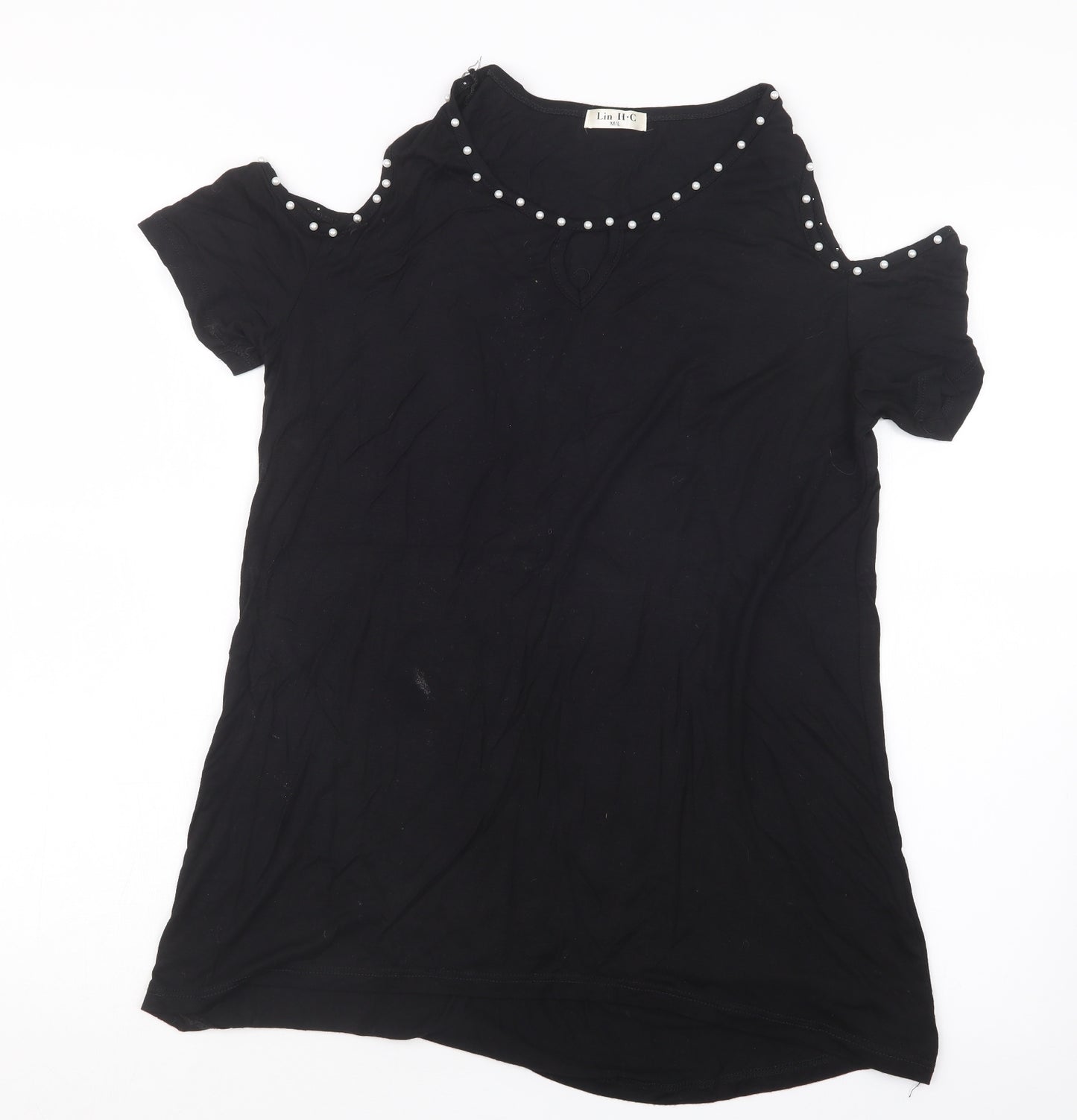 Lin H.C Womens Black   Basic T-Shirt Size M