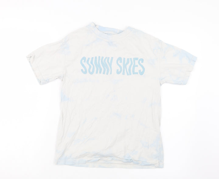 NEXT Girls Blue Geometric Basic T-Shirt Size 8 Years