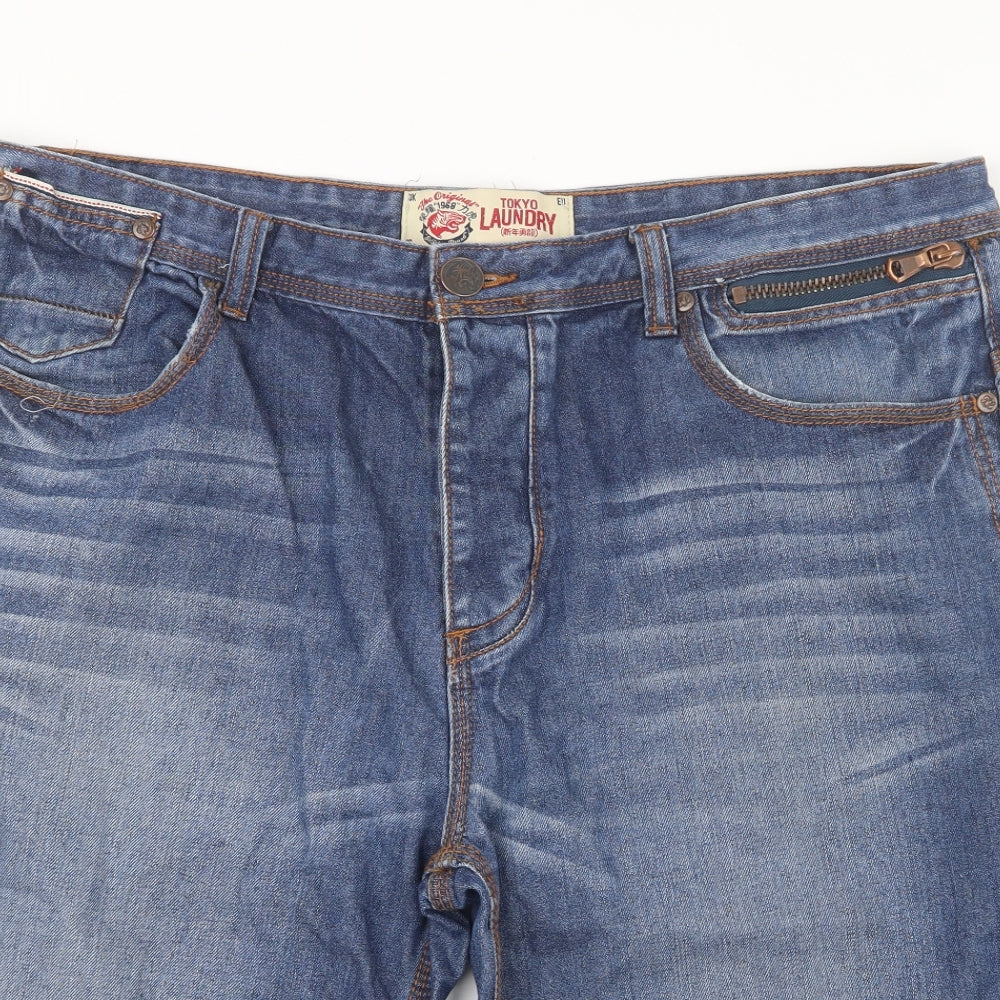 Tokyo Laundry Mens Blue  Denim Cargo Shorts Size 36 in
