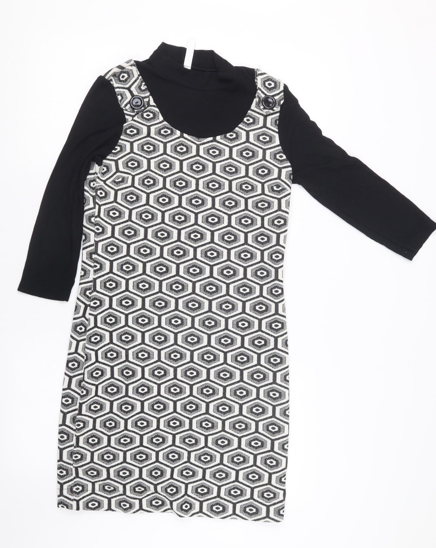 Debenhams Womens Black Geometric  Jumper Dress  Size 8