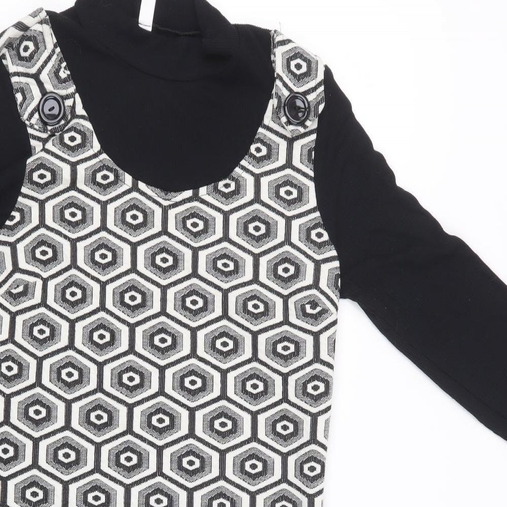 Debenhams Womens Black Geometric  Jumper Dress  Size 8