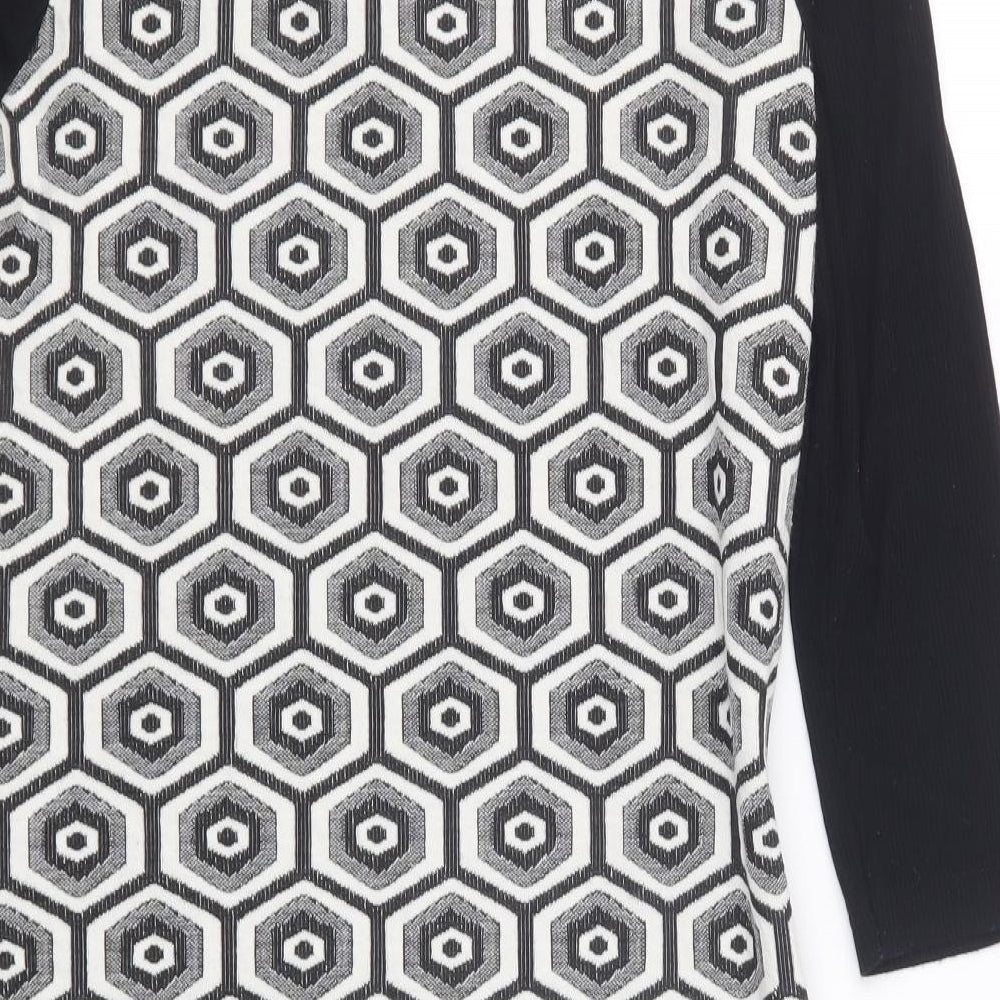 Debenhams Womens Black Geometric  Jumper Dress  Size 8