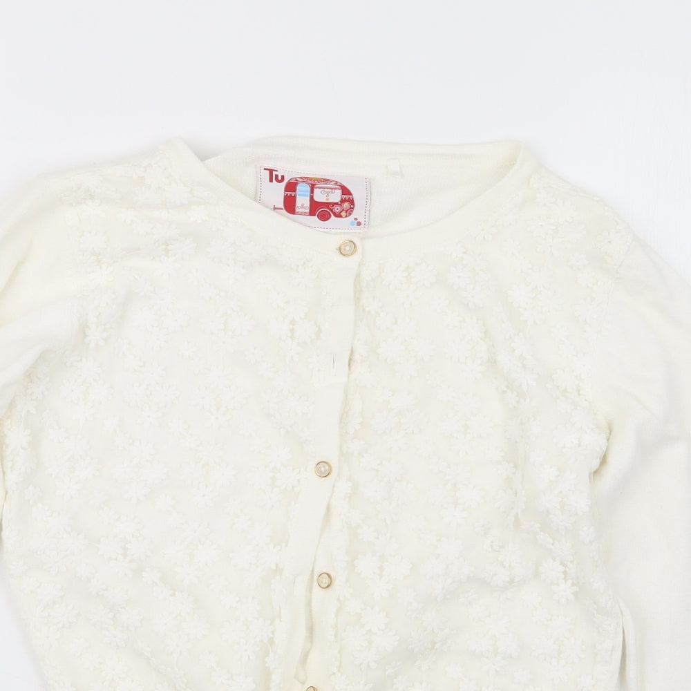 TU Girls White  Knit Cardigan Jumper Size 11 Years