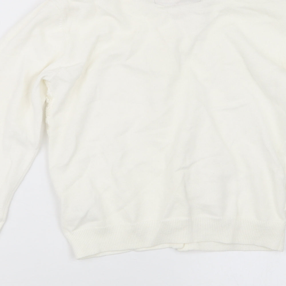 TU Girls White  Knit Cardigan Jumper Size 11 Years
