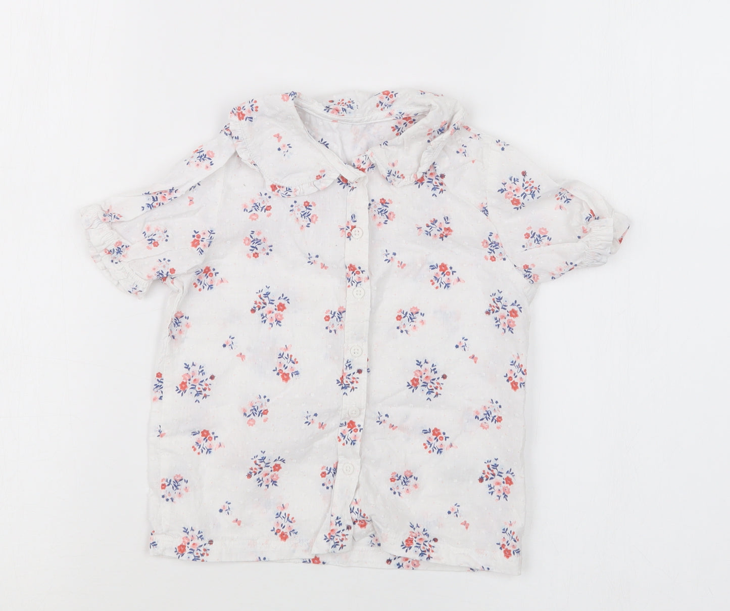 Nutmeg Girls White Floral  Basic Button-Up Size 18-24 Months