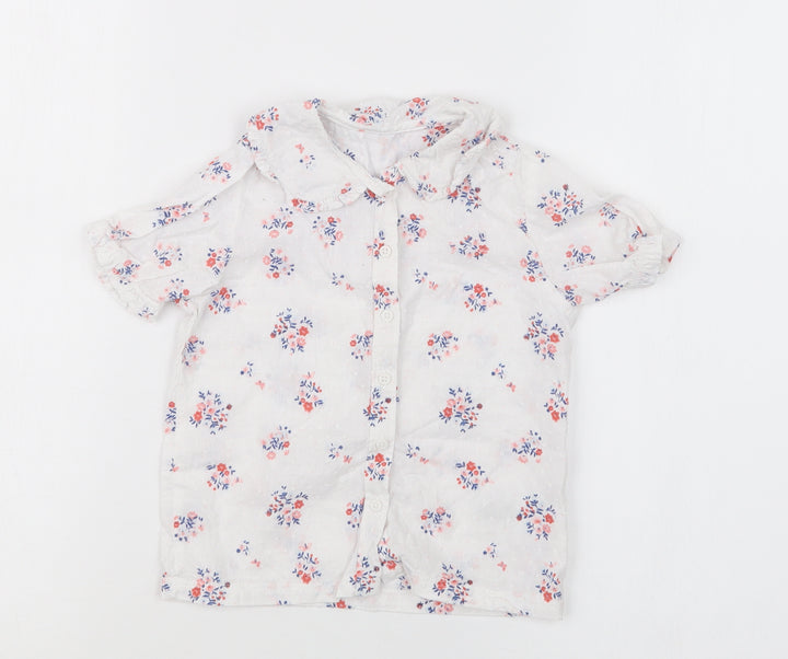 Nutmeg Girls White Floral  Basic Button-Up Size 18-24 Months