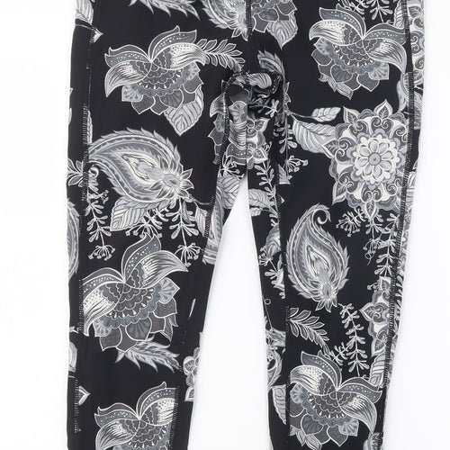 USA Pro Womens Black Geometric  Cropped Leggings Size 12 L24 in