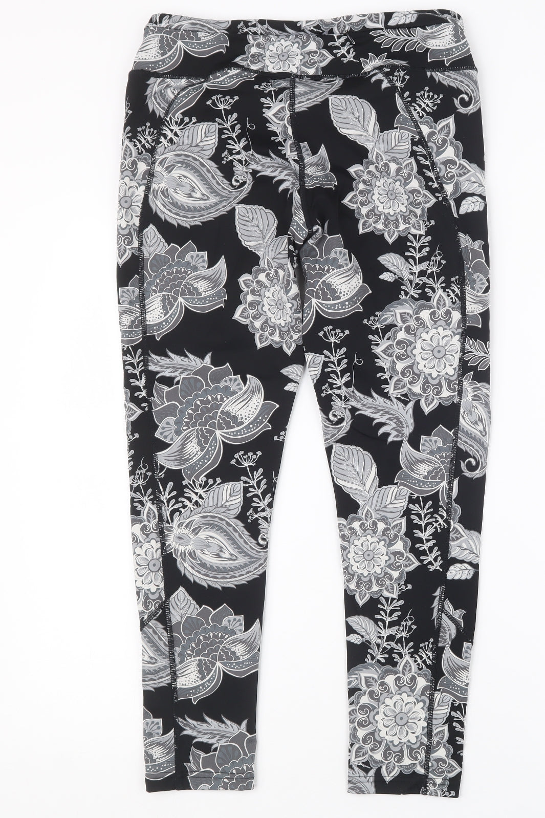 USA Pro Womens Black Geometric  Cropped Leggings Size 12 L24 in