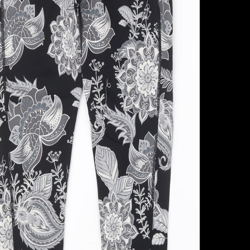 USA Pro Womens Black Geometric  Cropped Leggings Size 12 L24 in