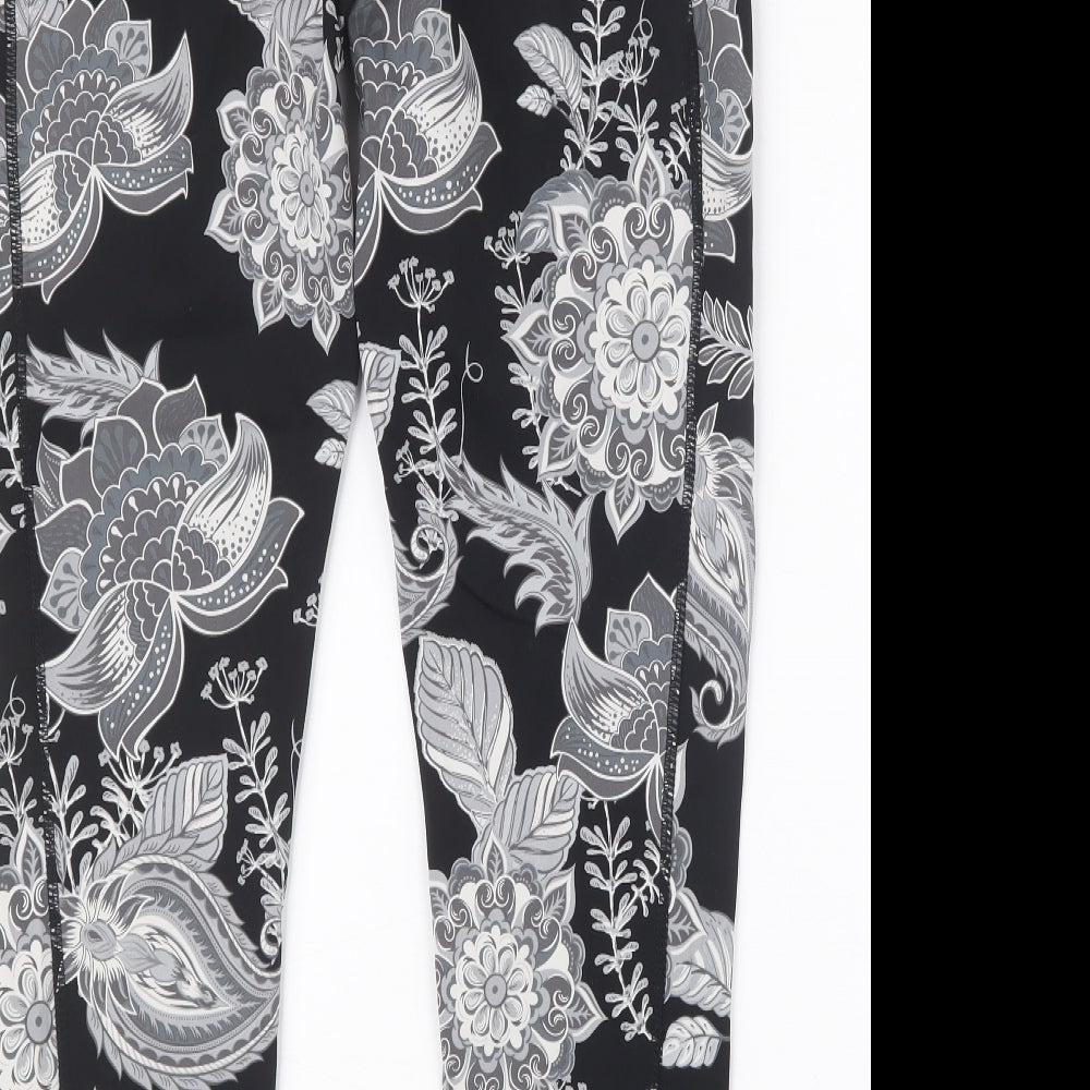 USA Pro Womens Black Geometric  Cropped Leggings Size 12 L24 in