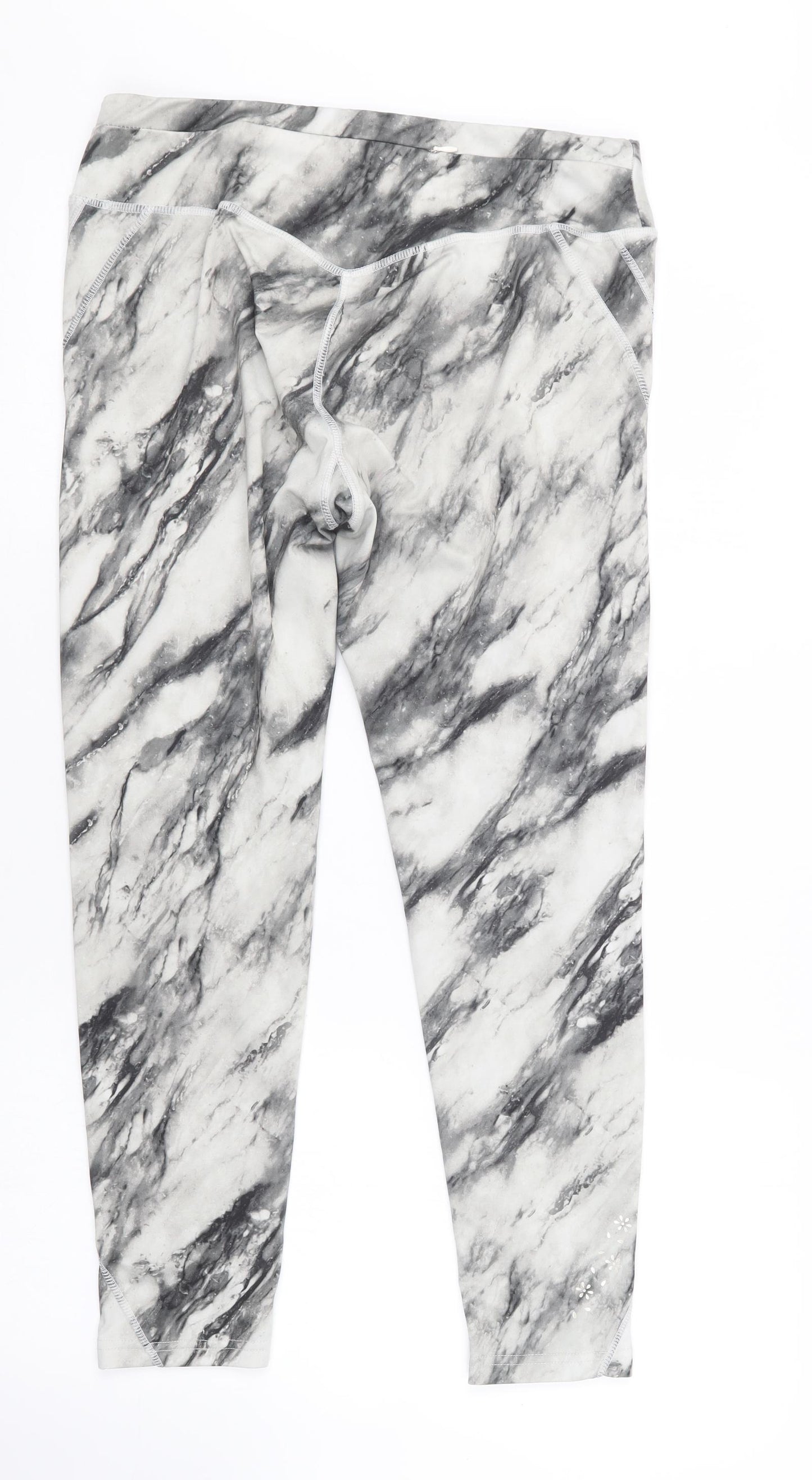 USA Pro Womens Grey Geometric  Capri Leggings Size 12 L24.5 in