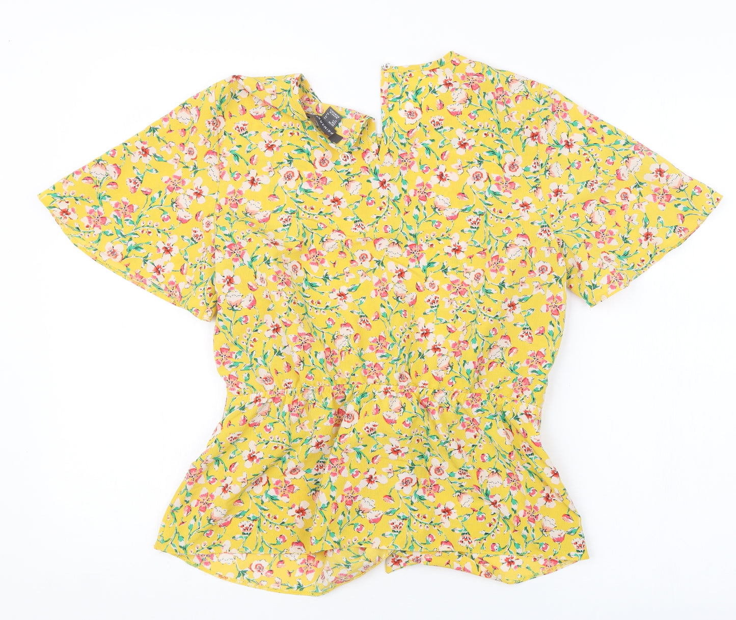 Primark Womens Yellow Floral  Basic Blouse Size 10