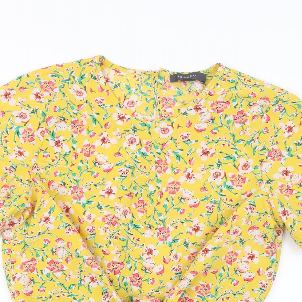 Primark Womens Yellow Floral  Basic Blouse Size 10