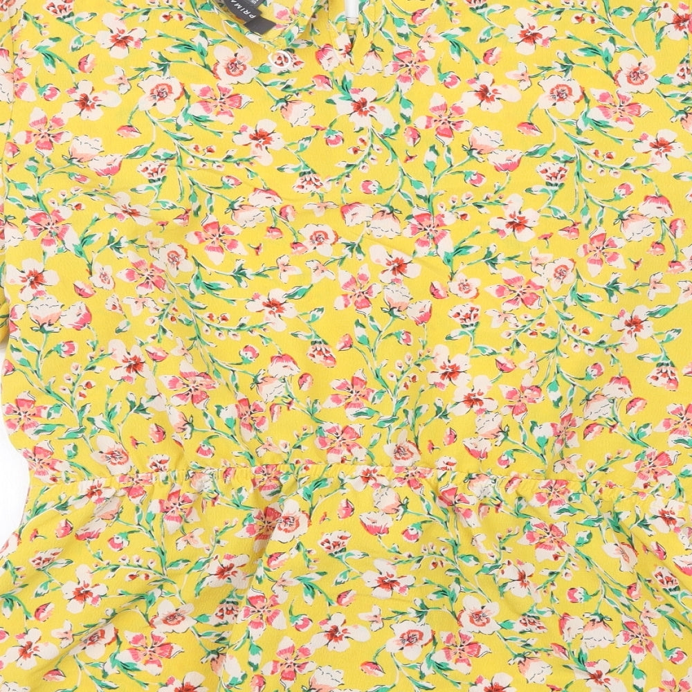 Primark Womens Yellow Floral  Basic Blouse Size 10