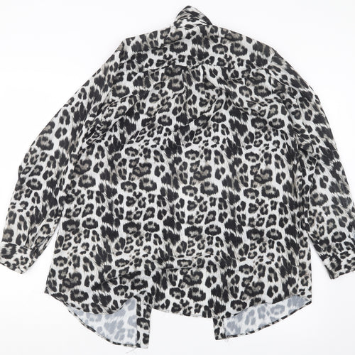 Zara Womens Black Animal Print  Basic Button-Up Size S