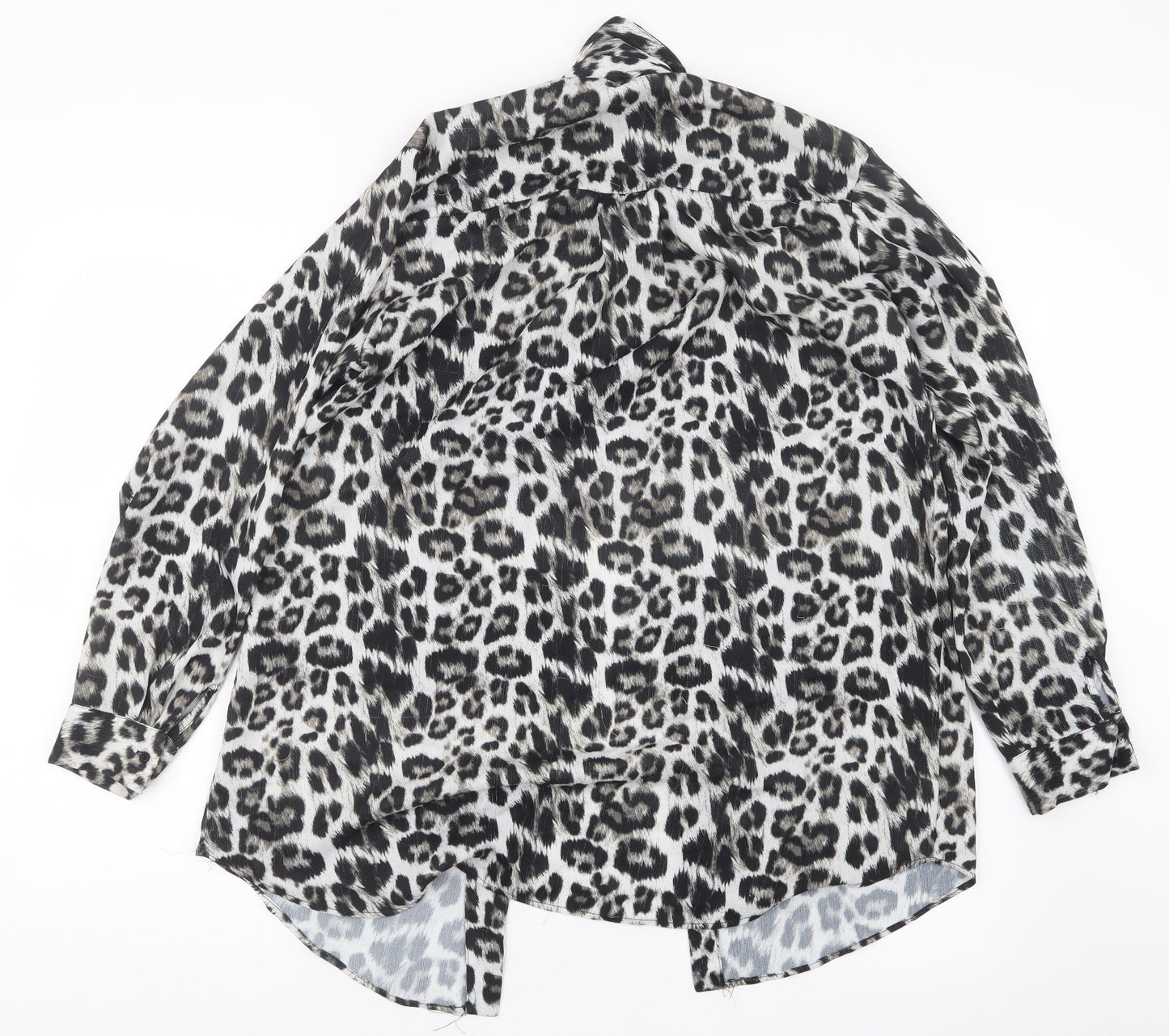 Zara Womens Black Animal Print  Basic Button-Up Size S
