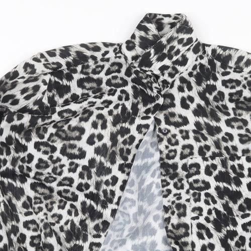 Zara Womens Black Animal Print  Basic Button-Up Size S