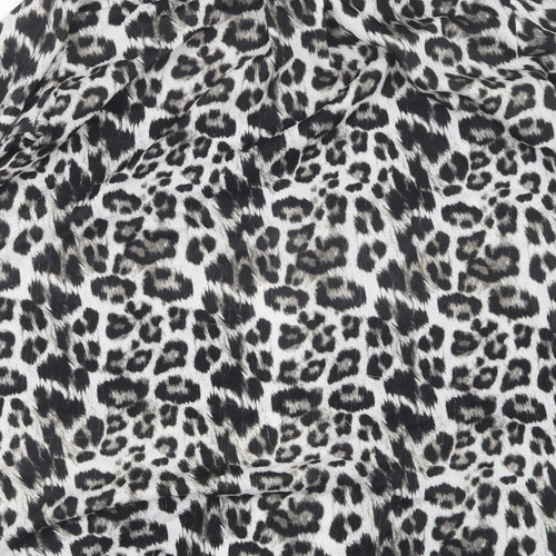 Zara Womens Black Animal Print  Basic Button-Up Size S