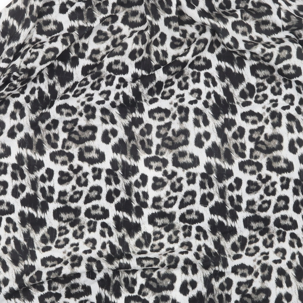 Zara Womens Black Animal Print  Basic Button-Up Size S