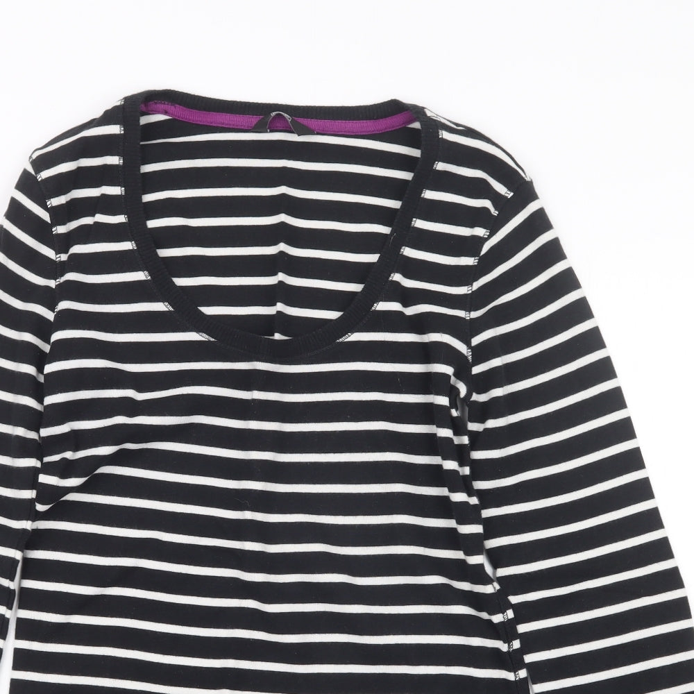 F&F Womens Black Striped Knit Basic T-Shirt Size 12