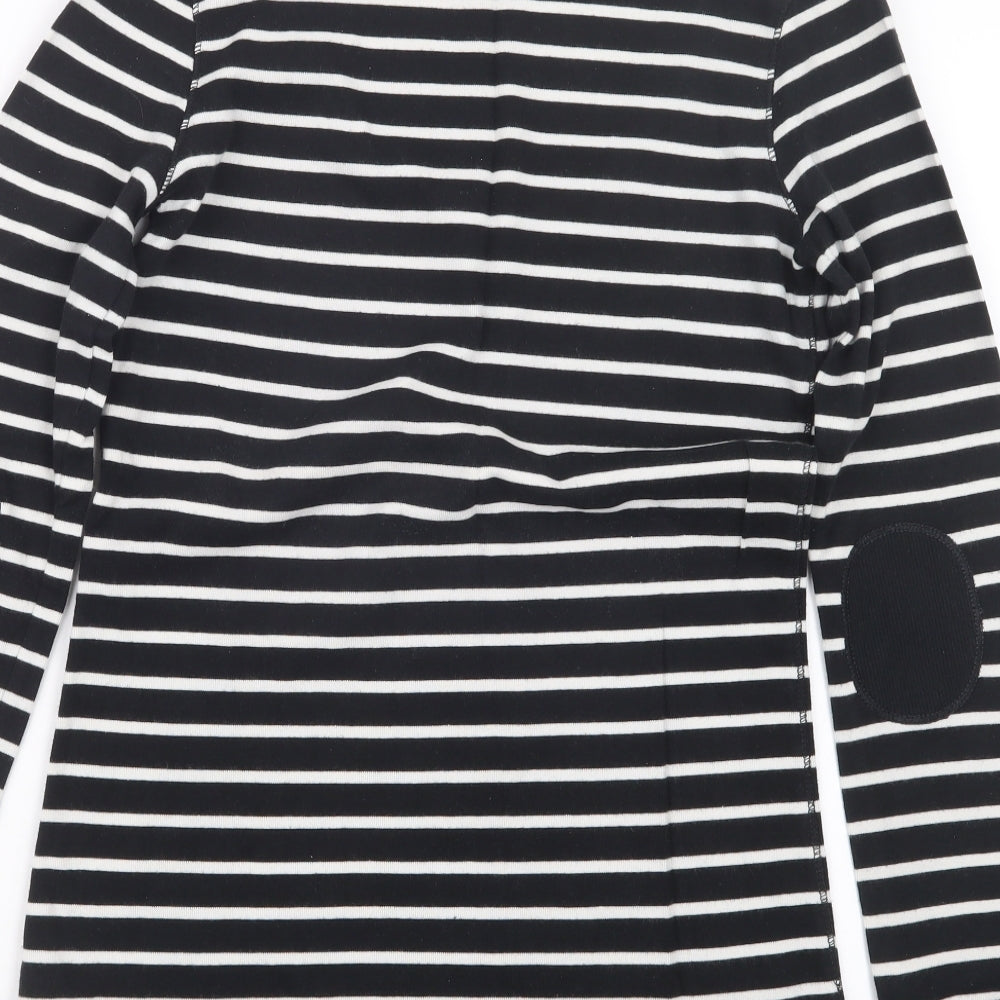 F&F Womens Black Striped Knit Basic T-Shirt Size 12