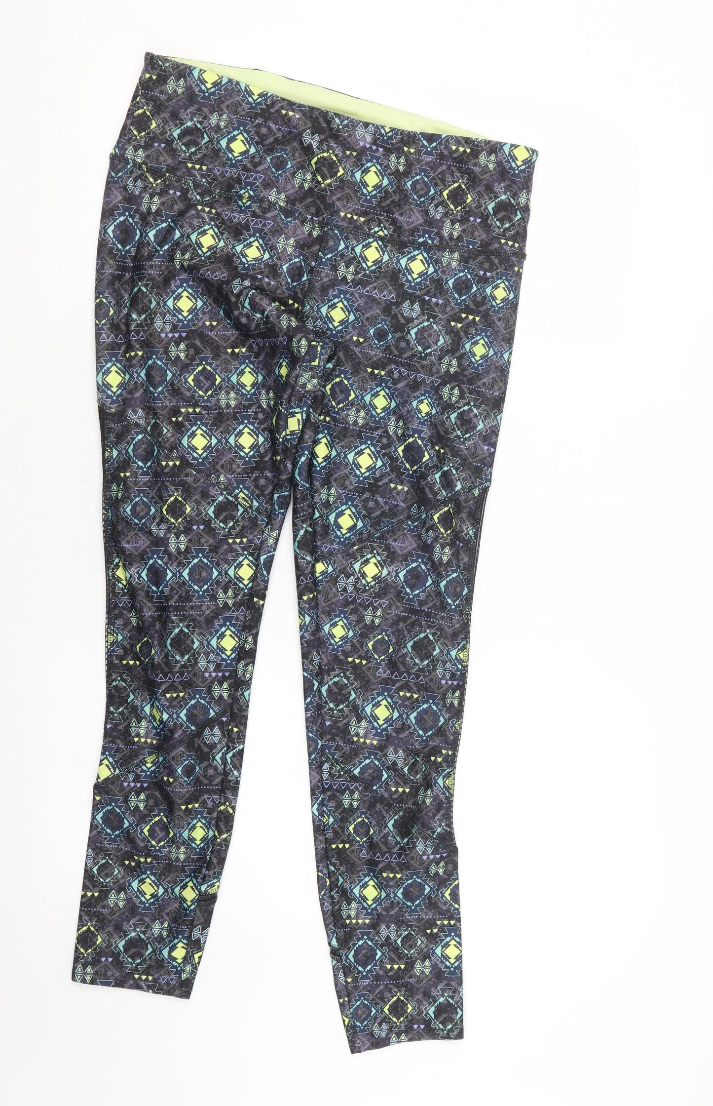 NEXT Womens Black Geometric  Capri Leggings Size 14 L27 in