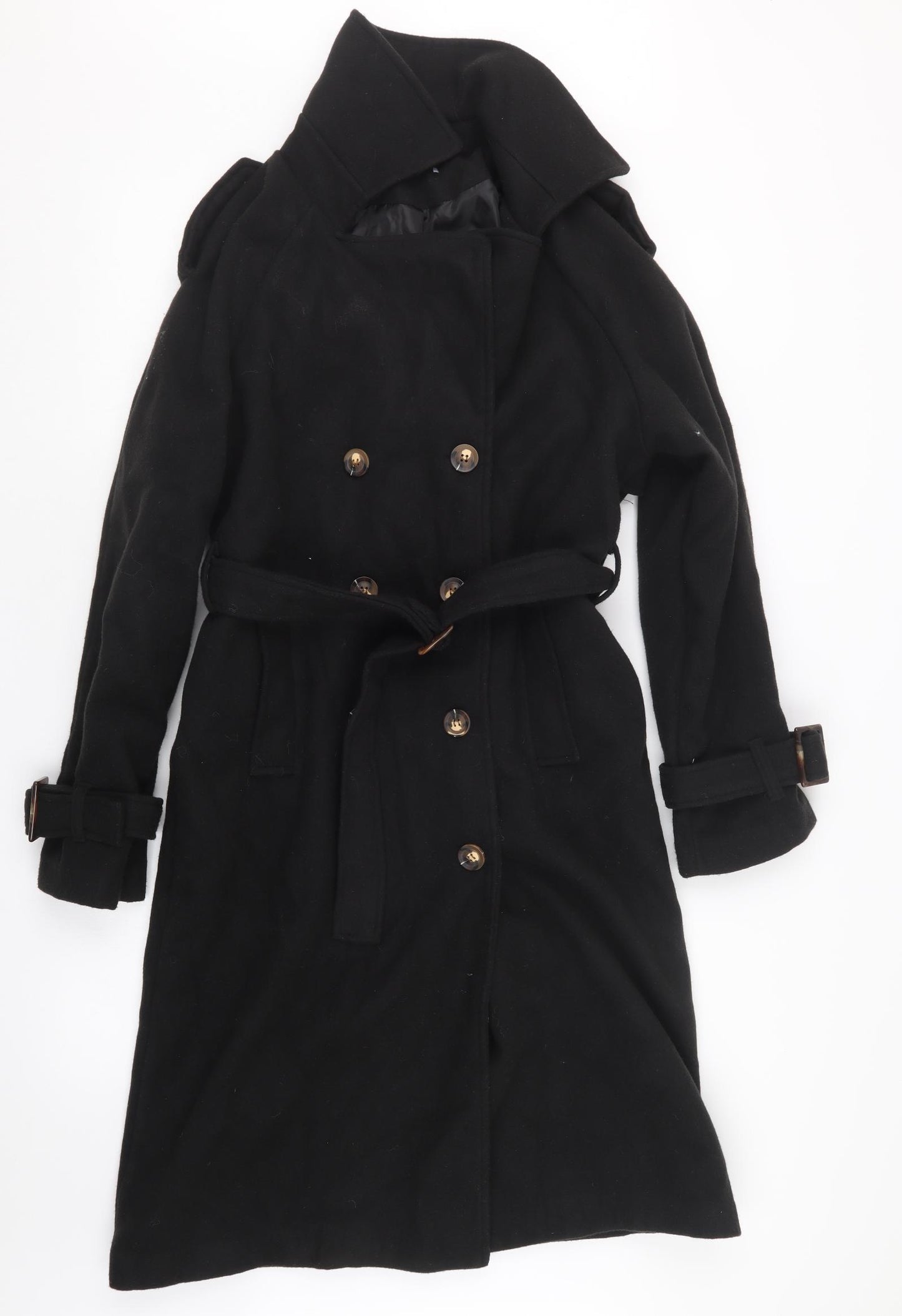 Boohoo Womens Black   Pea Coat Coat Size 8