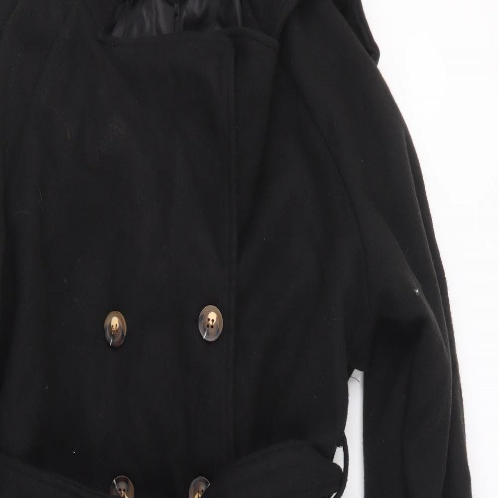 Boohoo Womens Black   Pea Coat Coat Size 8
