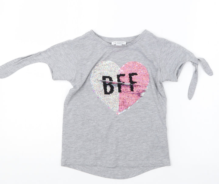 Primark Girls Grey Basic T-Shirt Size 7-8 Years