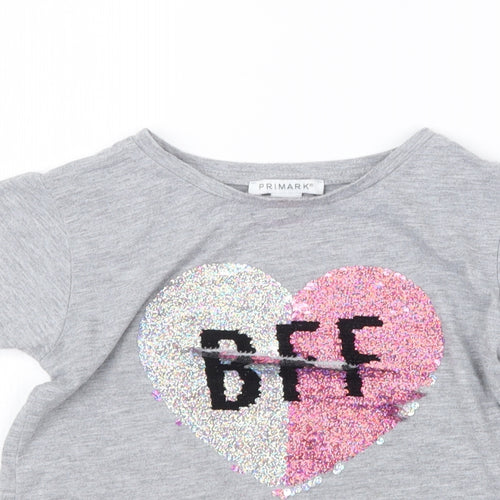 Primark Girls Grey   Basic T-Shirt Size 7-8 Years