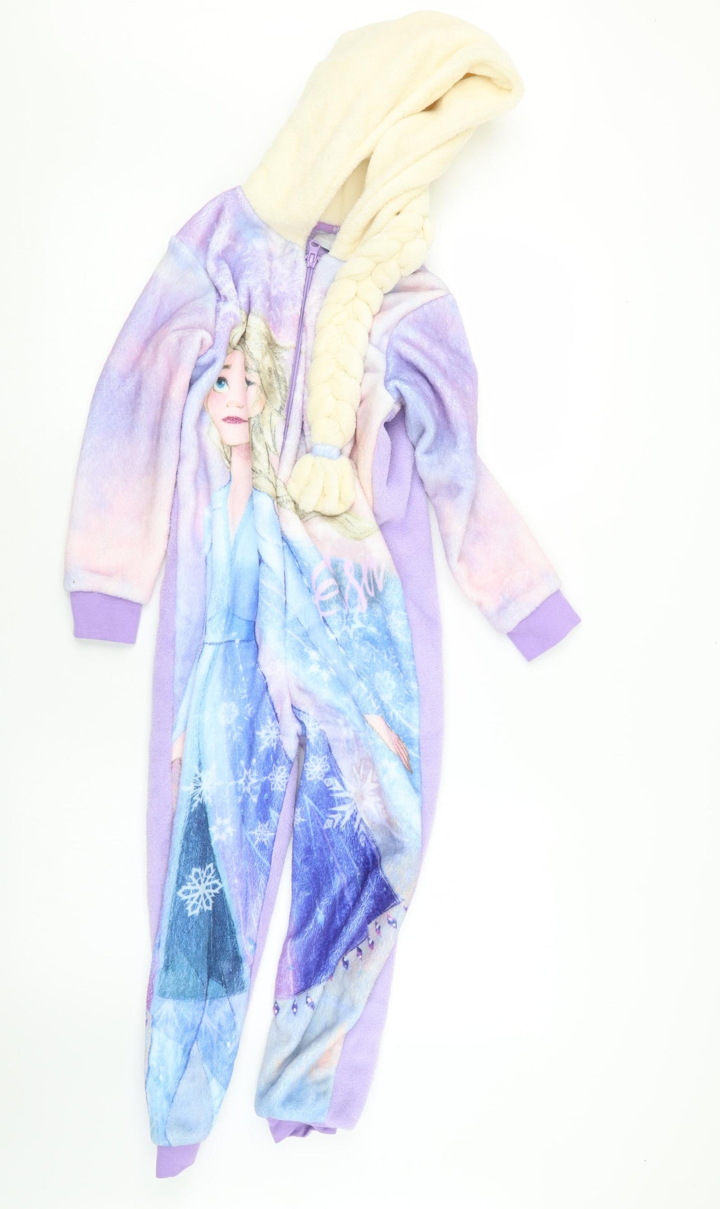 Tesco Girls Purple Geometric  Top One Piece Size 6-7 Years  - Frozen 2