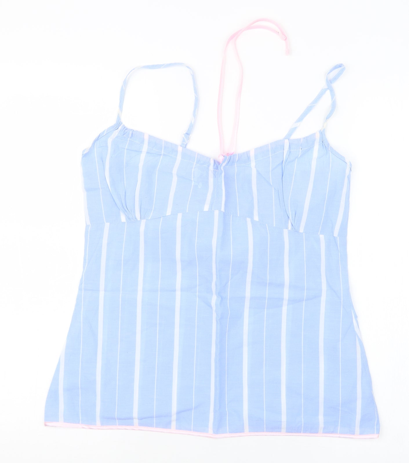 Cotton Real Womens Blue Striped  Top Pyjama Set Size M