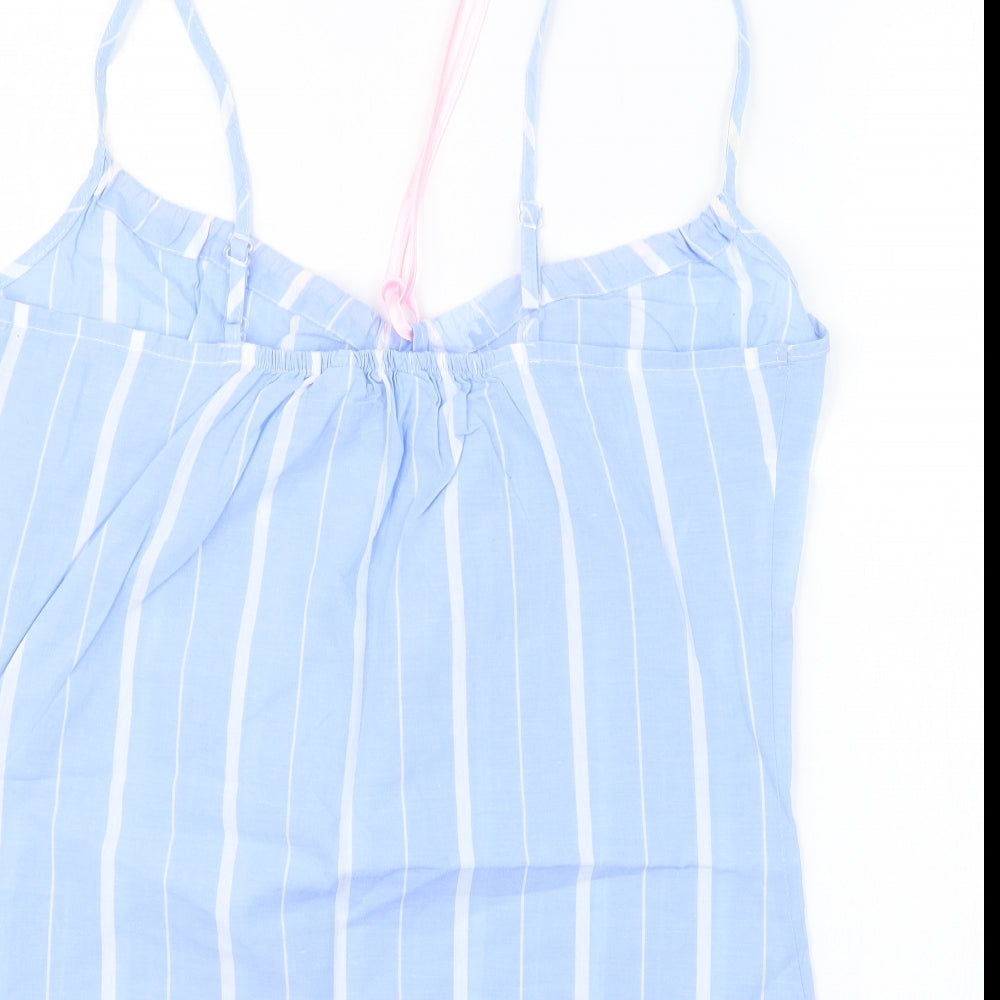Cotton Real Womens Blue Striped  Top Pyjama Set Size M