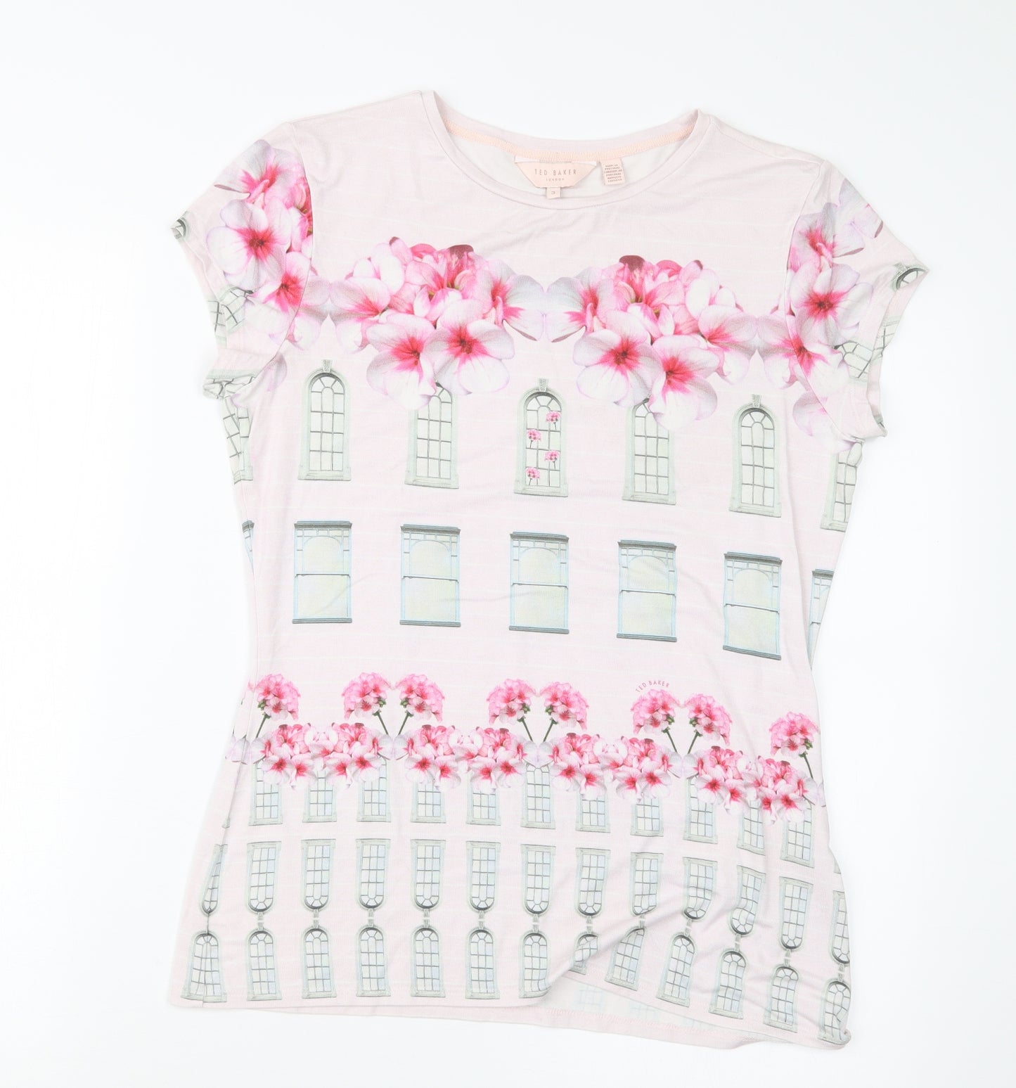 Ted Baker Womens Pink Geometric  Basic T-Shirt Size M