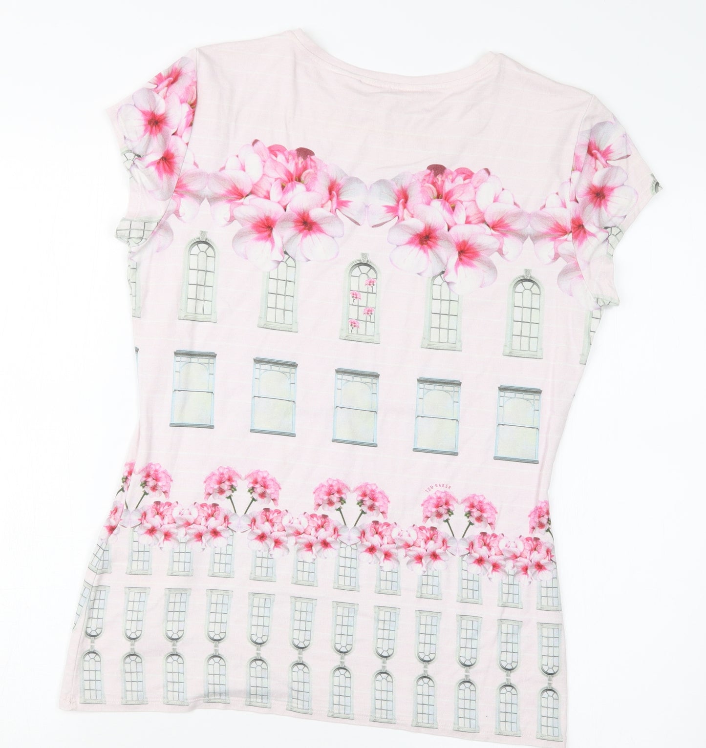 Ted Baker Womens Pink Geometric  Basic T-Shirt Size M