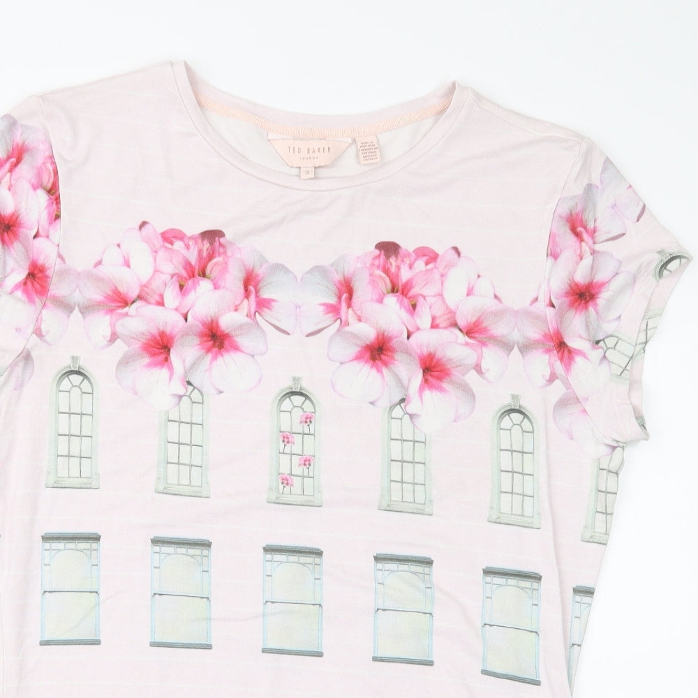 Ted Baker Womens Pink Geometric  Basic T-Shirt Size M