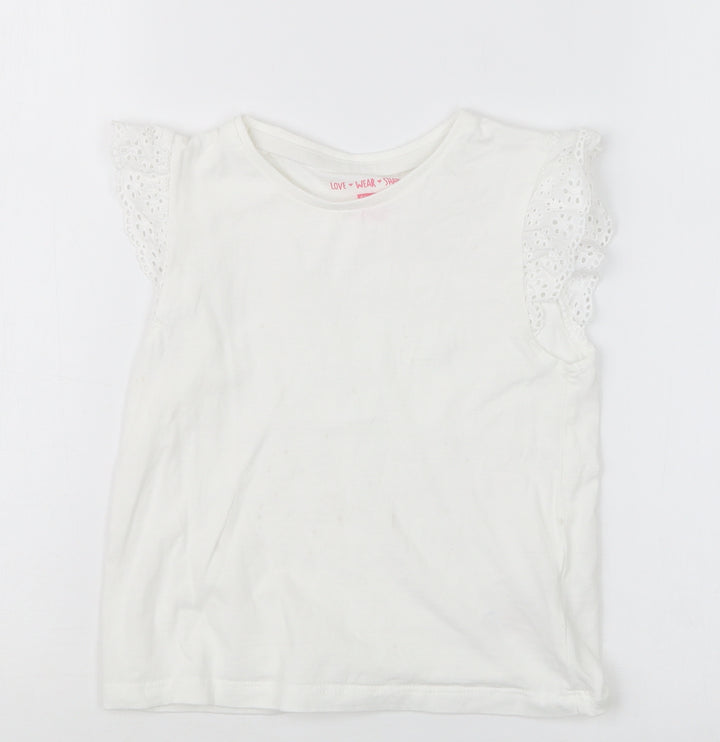 F&F Girls White Basic T-Shirt Size 6-7 Years
