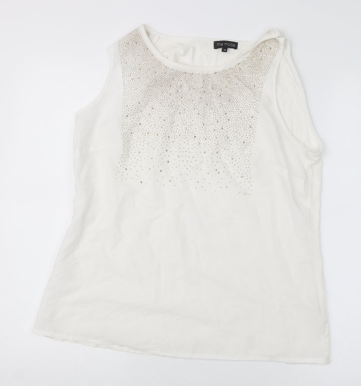 Mia Moda Womens White Basic Blouse Size 10