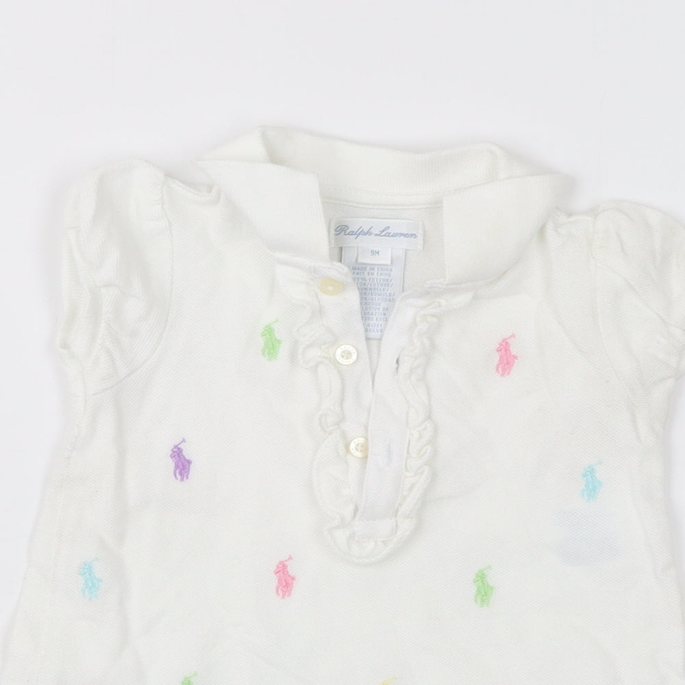 Ralph Lauren Girls White  Knit Pullover Jumper Size 6-9 Months