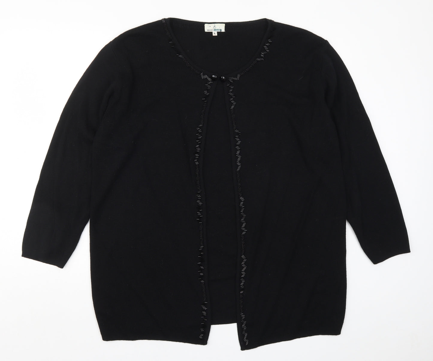 Brown Leader Womens Black  Knit Cardigan Jumper Size L