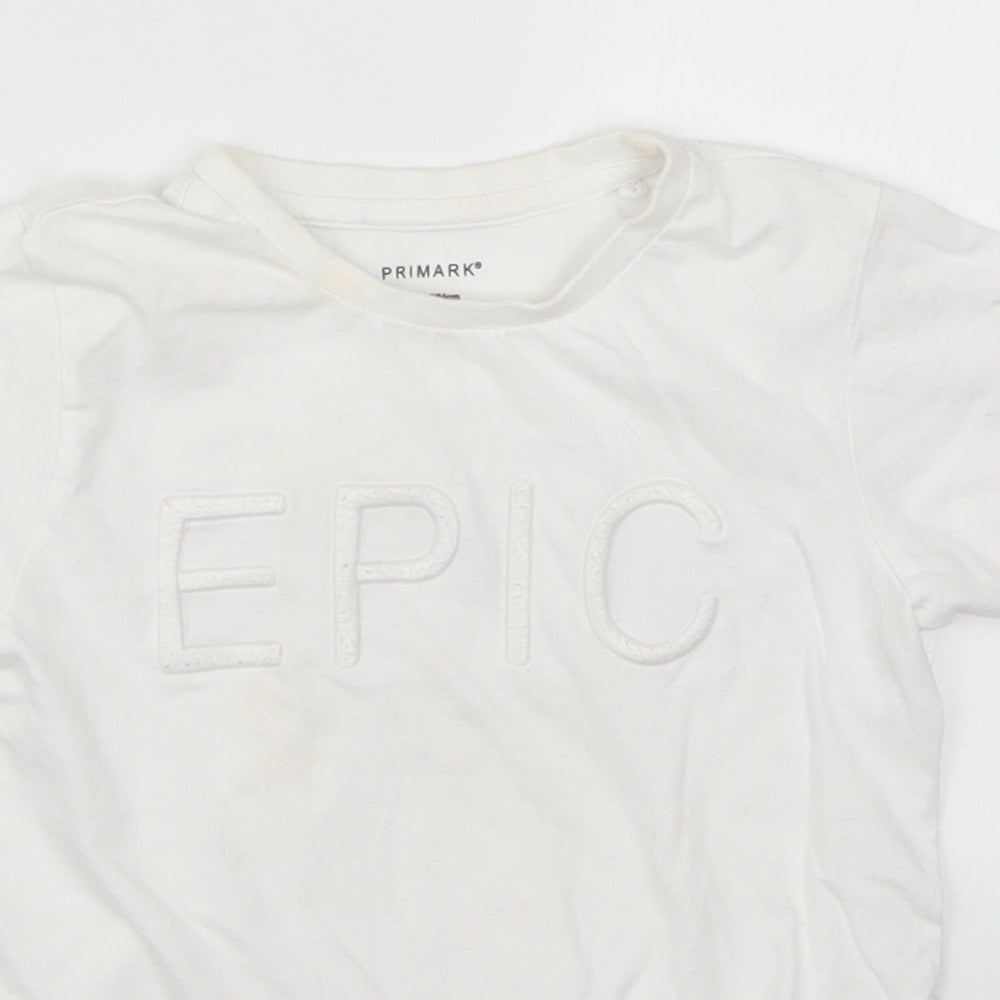 Primark Boys White   Basic T-Shirt Size 3-4 Years  - Epic