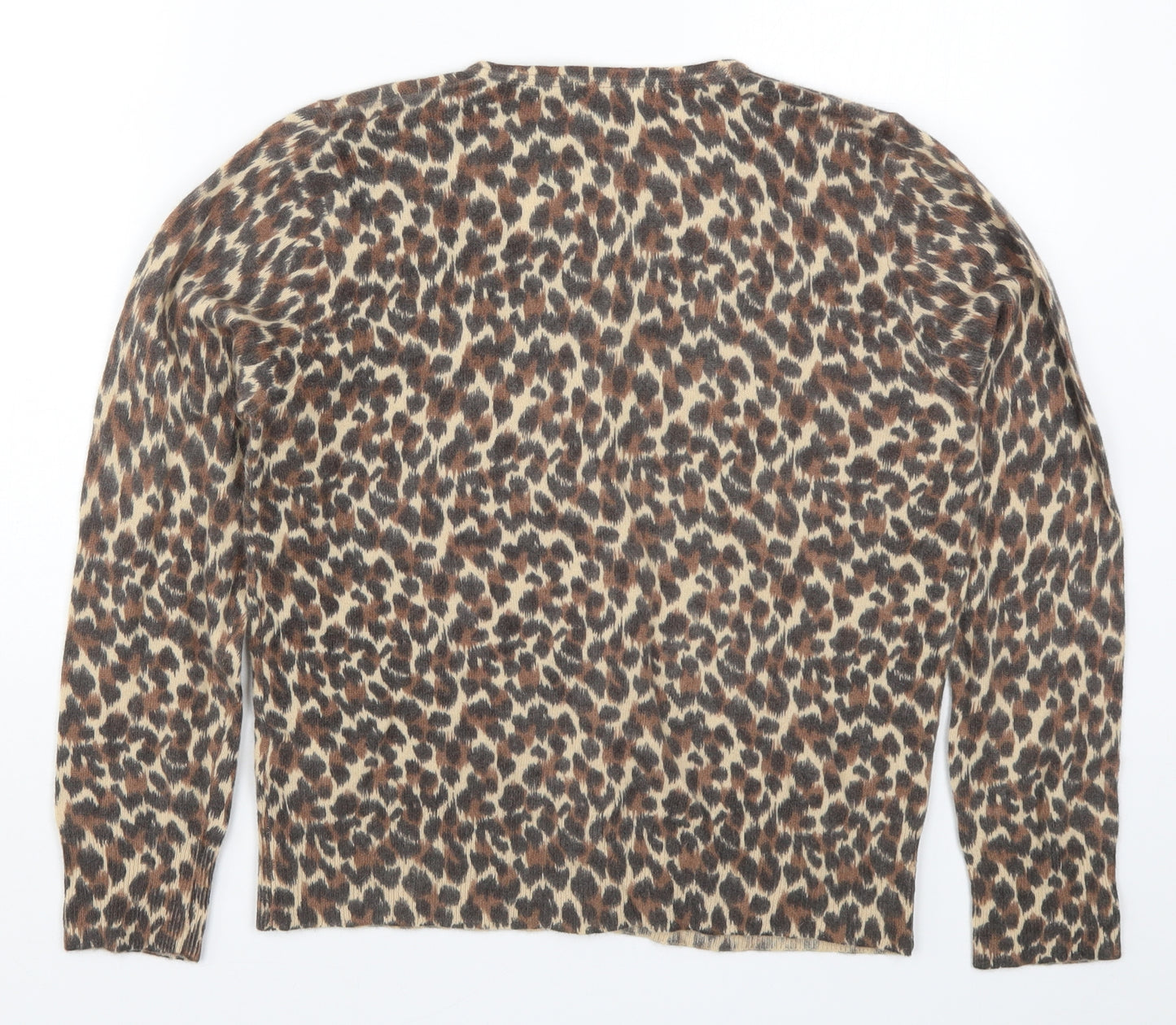 Marks and Spencer Womens Brown Animal Print Knit Cardigan Jumper Size 14