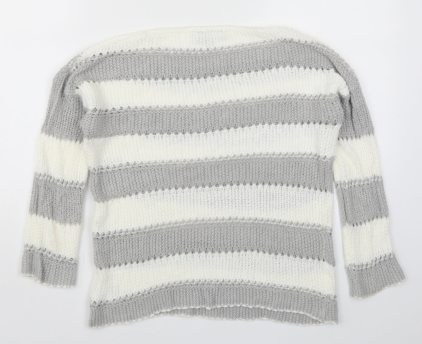 Marble Womens Grey Striped Knit Pullover Jumper Size XS