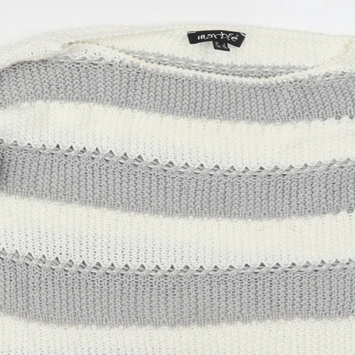 Marble Womens Grey Striped Knit Pullover Jumper Size XS