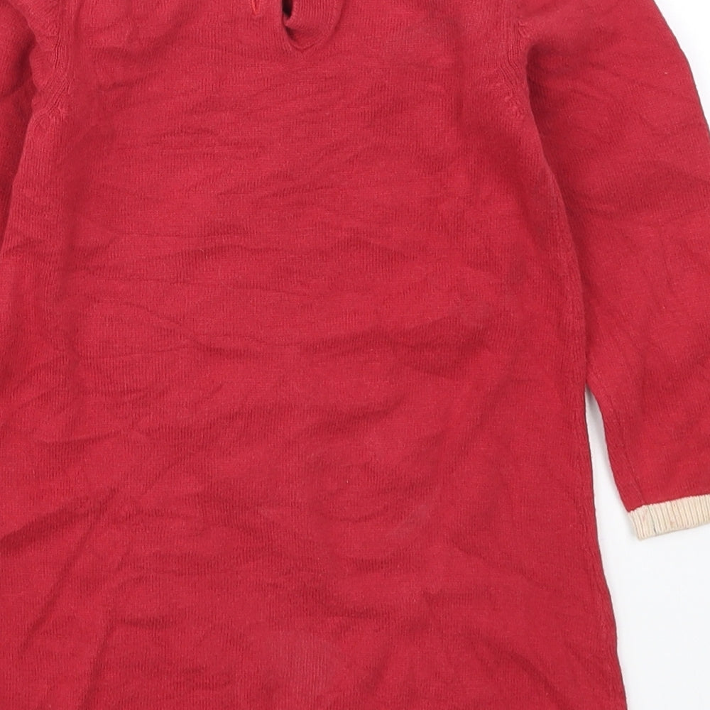 Marks and Spencer Girls Red  Knit Jumper Dress  Size 2-3 Years  - Winter Girl