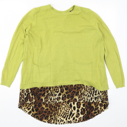 Finery Womens Green Animal Print Knit Pullover Jumper Size S