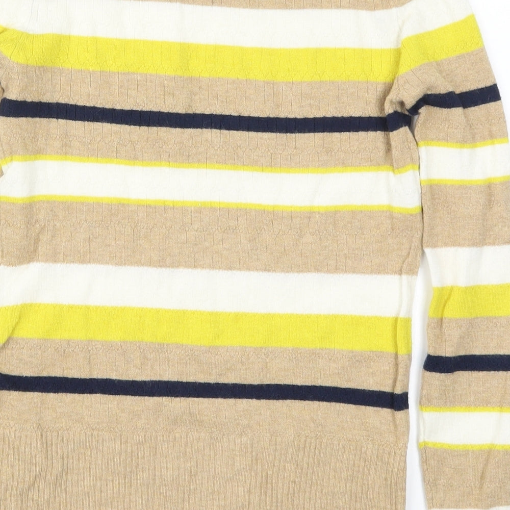 Marks and Spencer Womens Beige Striped Knit Pullover Jumper Size 8  - Yellow